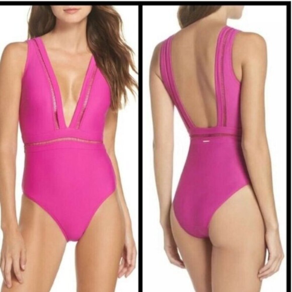 Ted Baker Starza Pointelle Deep V One-piece Swimsuit